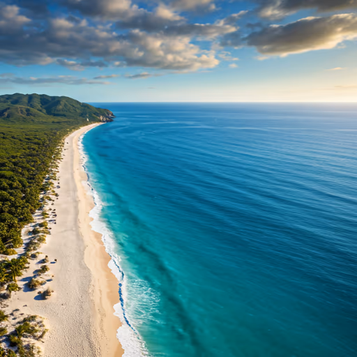 Vista aérea de la costa de Santa Clara, Yucatán